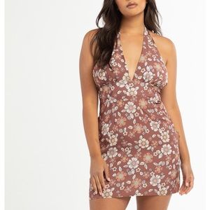 RSQ Floral Satin Halter Dress